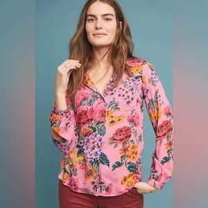 ANTHROPOLOGIE MAEVE MANIFOLD FLORAL BUTTONDOWN TOP SZ 14